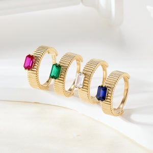 14K 18K 에이트컷 엣지 버티컬 반지 (4type) / 에메랄드 루비 사파이어 큐빅 썸머 데일리