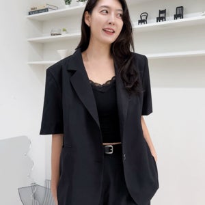 썸머 박시 반팔 롱 자켓 4col 키큰여자 정장 오버핏 여름 하객룩 출근룩