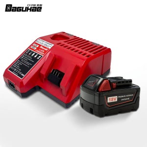 [호환] 밀워키 M18 18V 6.0Ah 배터리 M12 M18 듀얼 12V 18V 멀티 급속 충전기 세트