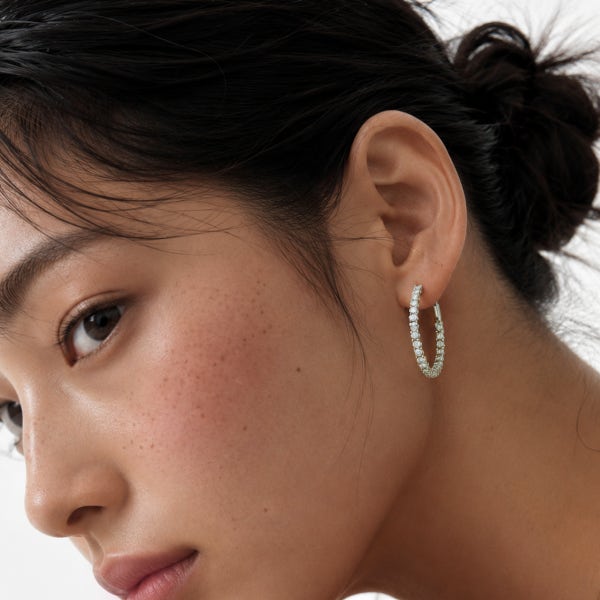 마뮤제 시뮬럿다이아 큐빅 링귀걸이 김고은 귀걸이 백금 테니스