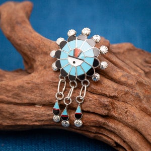 [NATIVE AMERICAN] NA-26F36 / ABE SOSEEAH(ZUNI) - SUNFACE NECKLACE PENDANT BROOCH / 네이티브 아메리칸 주얼리