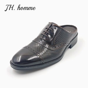 JH HOMME 소가죽 남성 정장 블로퍼 남자 뮬 슬리퍼 IT0227DBR