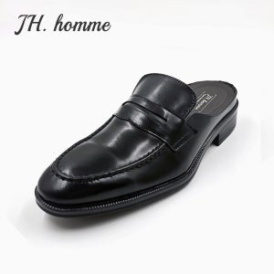 JH HOMME 소가죽 남성 정장 블로퍼 남자 뮬 슬리퍼 IT0226BK