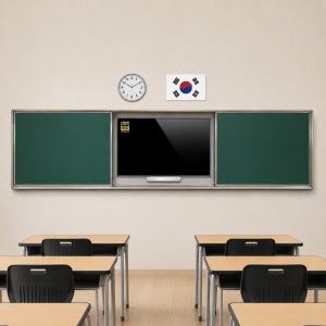 대형 법랑 화이트보드 제작 TV삽입형 미닫이 학교칠판 맞춤제작 목포칠판