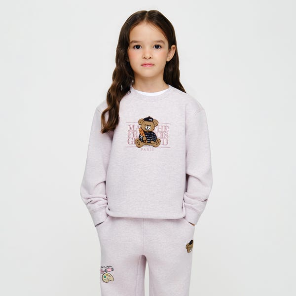 [마리떼키즈] KIDS BREAD BEAR CLASSIC LOGO SWEATSHIRT baby pink