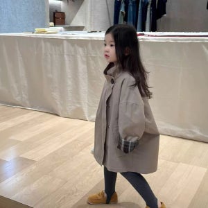 여아 스탠드카라 미들 트렌치 코트 R18258