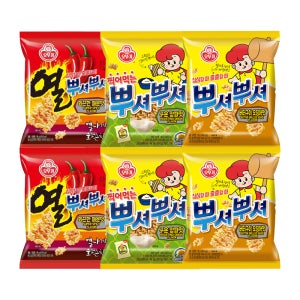 뿌셔뿌셔 신상 3종 구운양파맛+버터구이오징어맛+화끈한매운맛 2개씩 (총 6개)