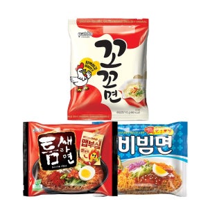 팔도 봉지라면 3종혼합 꼬꼬면 5개 + 틈새라면 빨계떡 5개 + 비빔면 5개