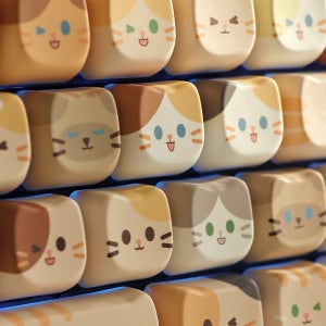 Soulcat 고함량 PBT 고양이 집사 염료승화 영문 키캡 143키 커스텀키보드 교체용