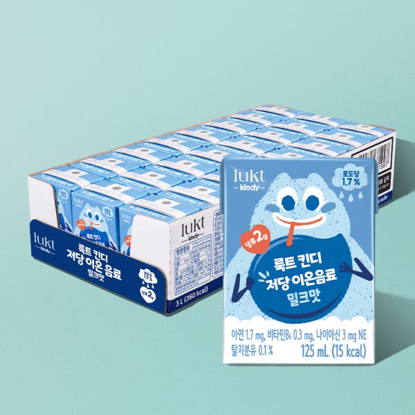 [저당] NEW 룩트 킨디 저당 이온음료 밀크맛 125mlx24개입 (1팩)
