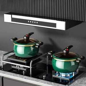 스웨이 저압냄비 진공 압력 찜솥 저압솥 직화 인덕션 사용 세라믹에나멜코팅 모란레드 23cm 5L