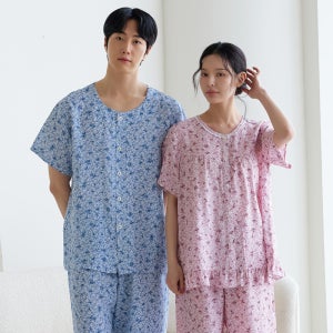 국산 풍기인견 100% 여성 여름 잠옷 세트 마누아 시원한 반팔 파자마 홈웨어
