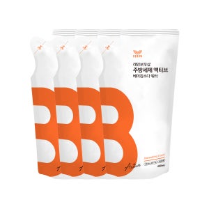 레인보우샵 주방세제 액티브 베이킹소다 워터 리필 400ml, 4개