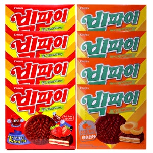 크라운 빅파이 2종 324g X 8개 (딸기,살구맛) 대용량 과자