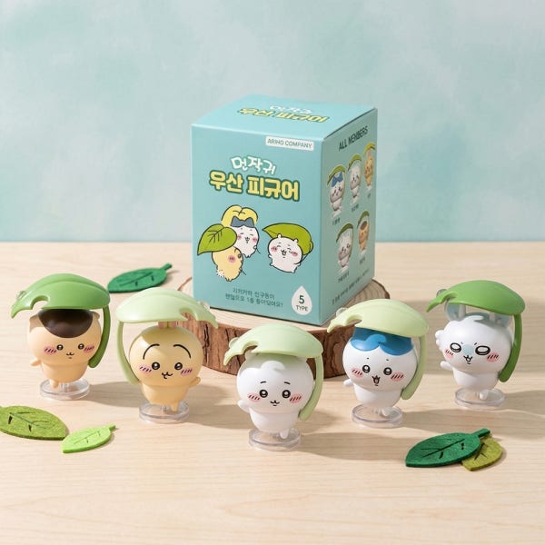 [5종 확정세트] 먼작귀 우산 피규어 풀세트 + 젤패드 구성 치이카와 우사기 하치와레 굿즈