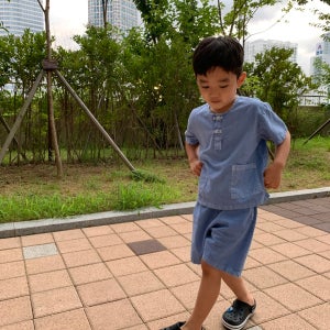 얼렁뚱땅이 아동 생활한복 자수 반팔/반바지 세트