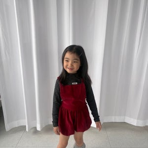 페퍼 26가을 고르뎅 숏 멜빵 팬츠 바지 여아 유아 아동 XS-XL (네이비, 빨강)