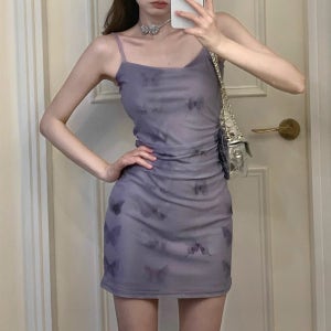 CONS0777 퍼플 셔링 나시 원피스 여름 휴가룩 롱 숏 2size