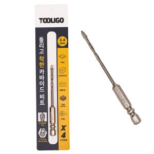 툴리고 카바이드 멀티드릴비트 육각샹크 임팩겸용 3.4mm, 1개