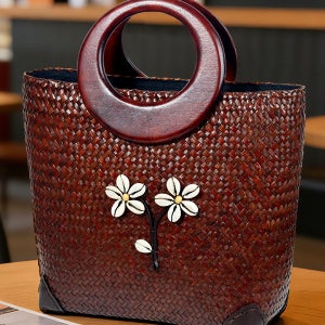 여성 여름 토트백 라탄백 비치가방 휴양지 코디 해변가방 손가방 단일상품 32x11x37 cm