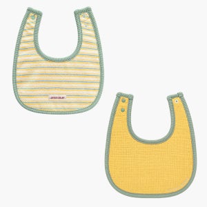 솜므아키브 팔레트빕 양면 테리 거즈 아기 턱받이 이유식빕 (옐로우 스트라이프)