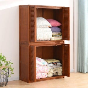 스웨이 대용량 낮은이불장 천연원목 다용도 침실 베란다용 장롱 보관함 DIY 100x60x90 4문 조립형