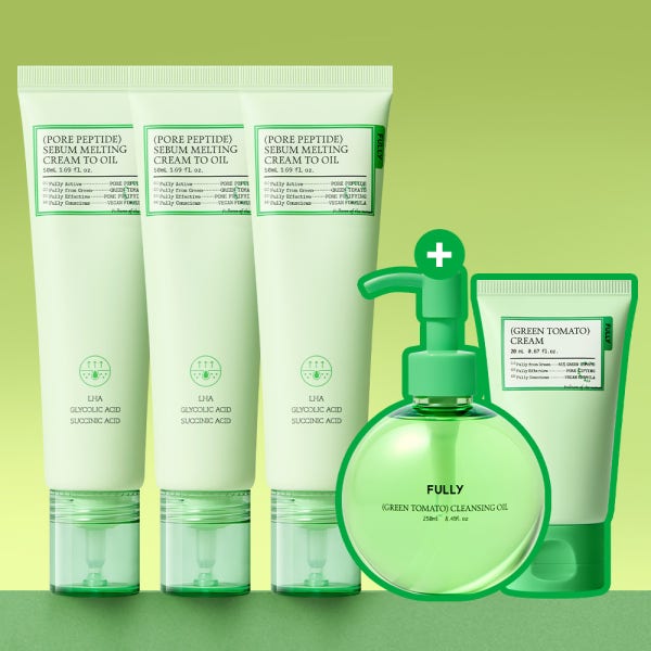 풀리 포어 펩타이드 피지 멜팅 크림 투 오일 50ml 3개+그린토마토 클렌징 오일 250ml+그린토마토 크림 20ml