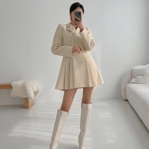 [러블리핏5577 가을 겨울 NEW]여자 뷔스티에 트위드 카라넥 미디 원피스(2color)