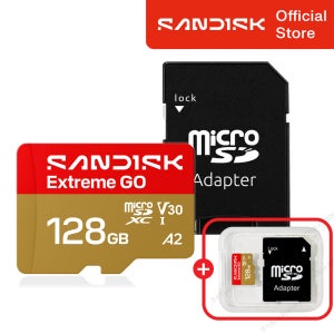샌디스크 마이크로 SD카드 128GB 128기가 Extreme GO 블랙박스 액션캠 닌텐도 외장 메모리 어댑터 케이스 QXGNPID