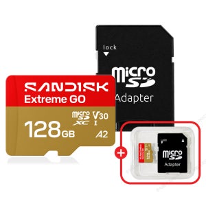 샌디스크 마이크로 SD카드 128GB Extreme GO 블랙박스 핸드폰 액션캠 닌텐도 외장메모리 어댑터 패키지