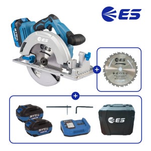ES산업 20V 충전 원형톱 L107CS BL (4Ah, 2팩) 톱날 포함