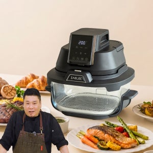 [레이먼킴x키친인어박스] 글라스 에어프라이어4.5L+2.5L 에어프라이기 블랙