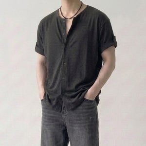 소프트롤업반팔가디건 반팔가디건 남자가디건