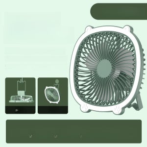 여름용 주방 화장실 벽걸이 무타공 저소음 미니 선풍기 [충전식 및 플러그인 겸용] 조명 팬 [그린]