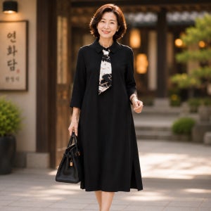 상견례엄마혼주원피스 빅사이즈하객원피스 60대부모상견례옷차림 중년여성옷 9월하객룩 결혼식복장
