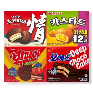 초코파이 카스타드 빅파이 오예스 파이 4종 세트 초코과자 간식세트 사무실간식 탕비실 학원