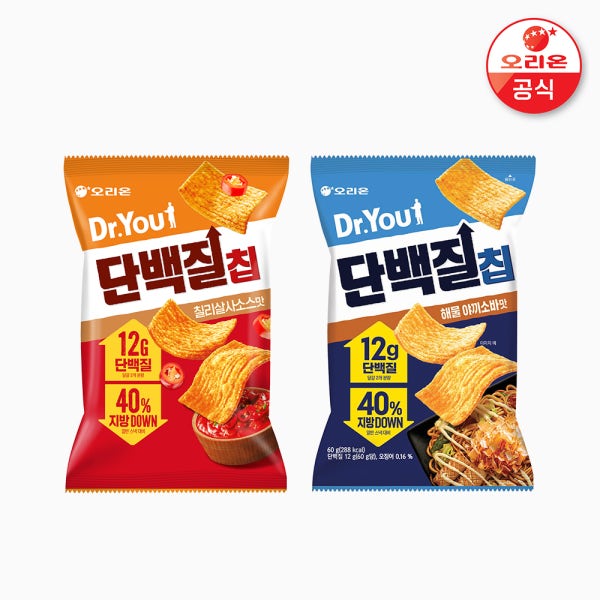 [닥터유] 단백질칩 칠리살사 60g 6개 + 단백질칩 해물야끼소바 60g 6개