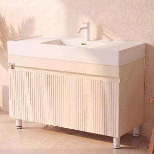 라비앙 대형 심리스 인조대리석 욕실하부장 매립형 템바 1200 바닐라크림 LAB R1200C