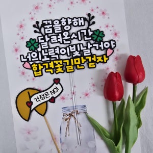 수능 응원토퍼 합격꽃길만걷자 수험생 응원선물 수능100일 케이크토퍼 합격기원 메세지픽