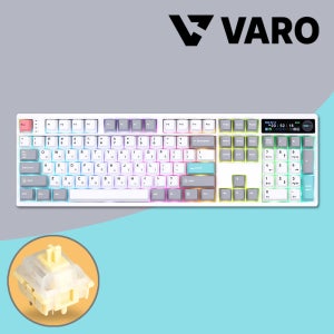 VARO 무선 기계식키보드 V104K 화이트 노브+LCD, 크런치축
