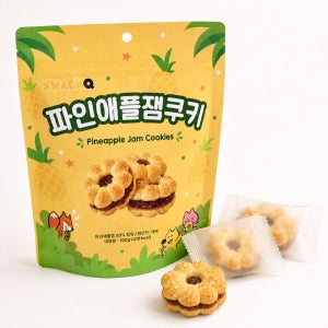 스낵큐 파인애플잼쿠키 사무실 학교 탕비실 간식 대용량 과자 개별포장 100g, 1개