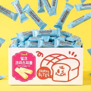밀크 크리스피롤 15g 160개입 / 대용량과자 개별포장 간식 탕비실 사무실 회사 선물 벌크