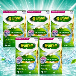 폴리덴트 5분퀵 파워클린 틀니 세정제 48정 X 5개