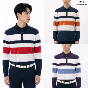 루이까스텔 남성골프웨어 F/W 부드러운 약기모 보더 스트라이프 긴팔티셔츠 7MOTS937