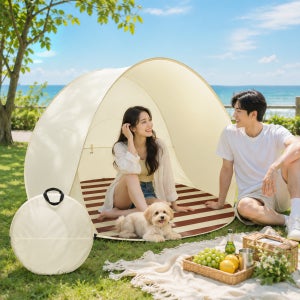 1분 피칭가능 원터치 한강 그늘막텐트 아이보리, 1개