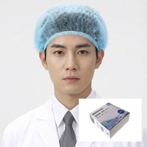 일회용 접이식 라운드 몸캡(100장/10박스 -청색/백색) 편리한 접이식 위생모자 주방모자