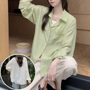 여자 루즈핏 레이어드 포켓 롱 셔츠 시원한 여름 여성 여리한 여행 휴양지룩 긴팔 난방