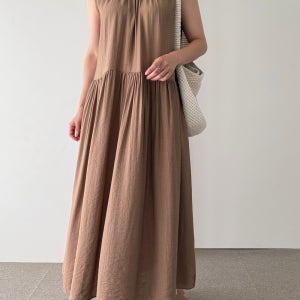 하늘하늘 민소매 셔링 롱 원피스 린넨 레이온 여름 77