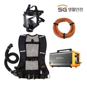 전동송풍기형 송기마스크 HM5200/4E 유해가스 건설현장 밀폐공간 80M