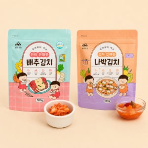 둥이요리 전혀 안매운 배추김치 500g, 나박김치 800g 세트
